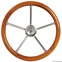 Steering wheel w/ teak outer ring 350 mm 